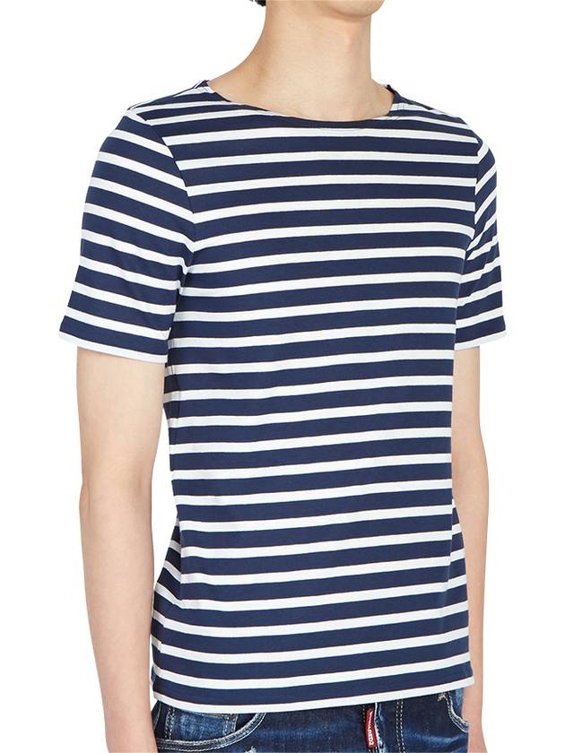 Levant Modern Striped Short Sleeve T-Shirt Navy Neige - SAINT JAMES - BALAAN 5