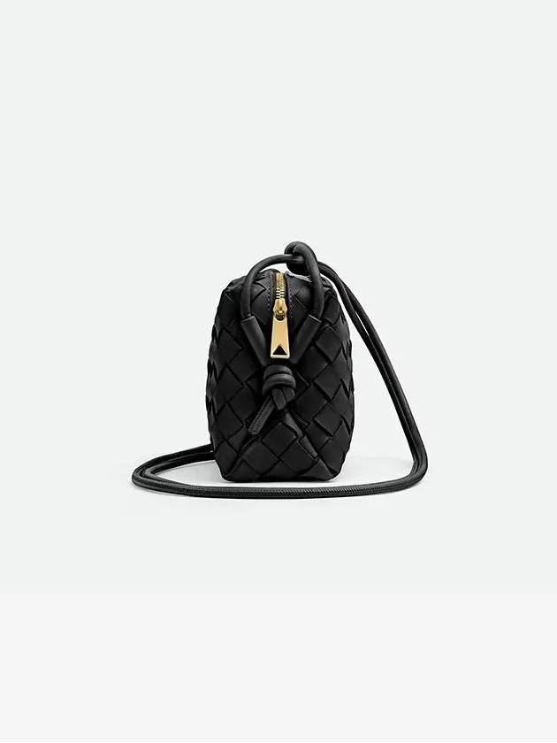 Intrecciato Loop Small Leather Cross Bag Black - BOTTEGA VENETA - BALAAN 3