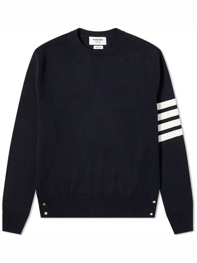 4 Bar Armband Milano Stitch Knit Top Navy - THOM BROWNE - BALAAN 2