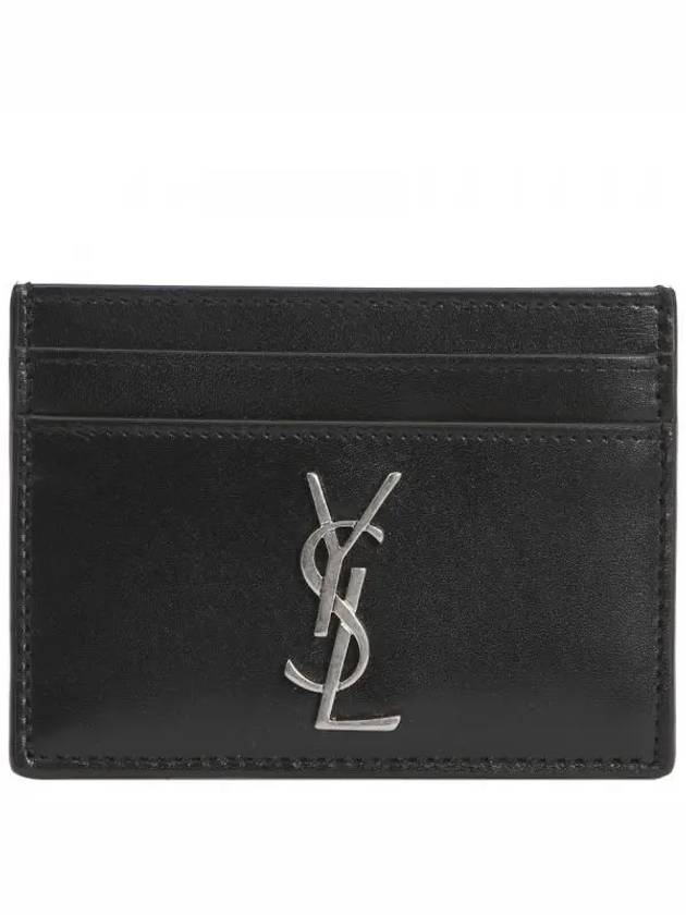 Monogram Card Case in Smooth Leather Black - SAINT LAURENT - BALAAN 2