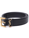 Men's Monogram Grain Leather Belt Gold - SAINT LAURENT - BALAAN 4