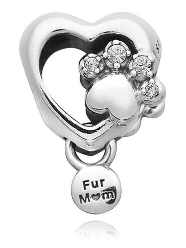 Sparkling Paw Heart Pendant Dangle Bracelet Charm Silver - PANDORA - BALAAN 4