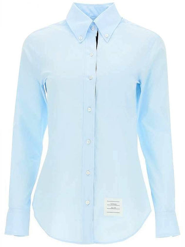 Logo Patch Cotton Shirt Light Blue - THOM BROWNE - BALAAN 1