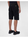 Lens Wappen Stretch Satin Cargo Shorts Black - CP COMPANY - BALAAN 4