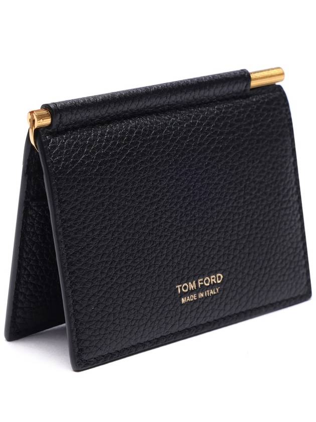 Men's T Line Leather Clip Card Wallet Black - TOM FORD - BALAAN 4