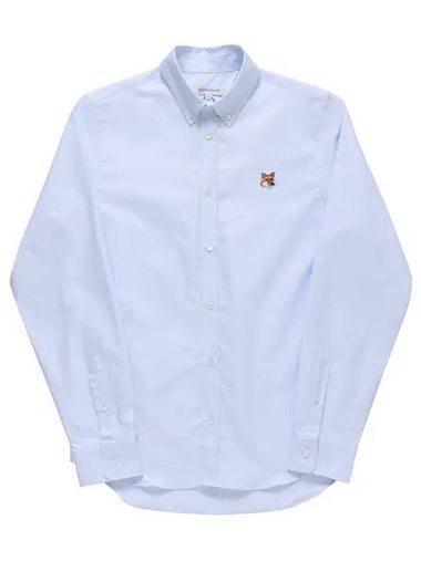 Oxford Institutional Foxhead Patch Button Down Classic Shirt Blue - MAISON KITSUNE - BALAAN 1