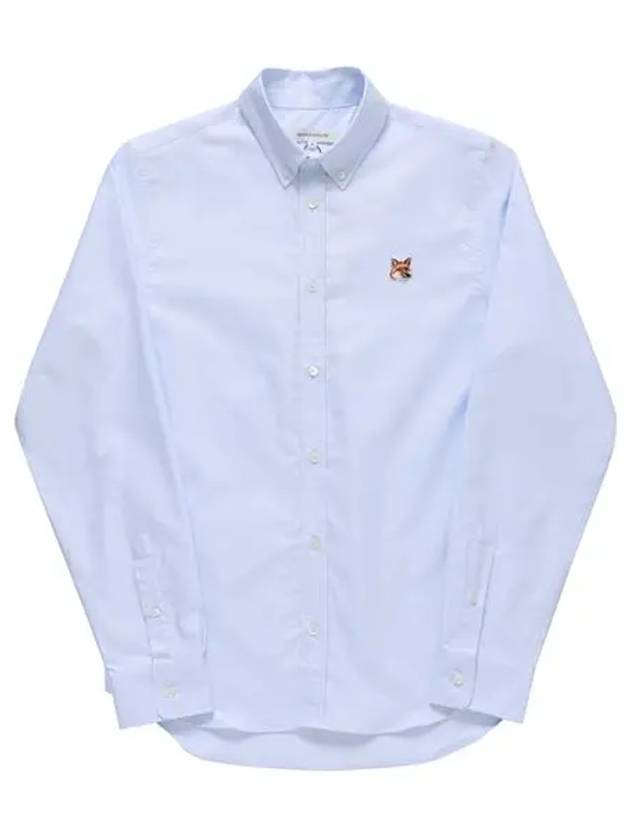 Oxford Institutional Foxhead Patch Button Down Classic Shirt Blue - MAISON KITSUNE - BALAAN 1