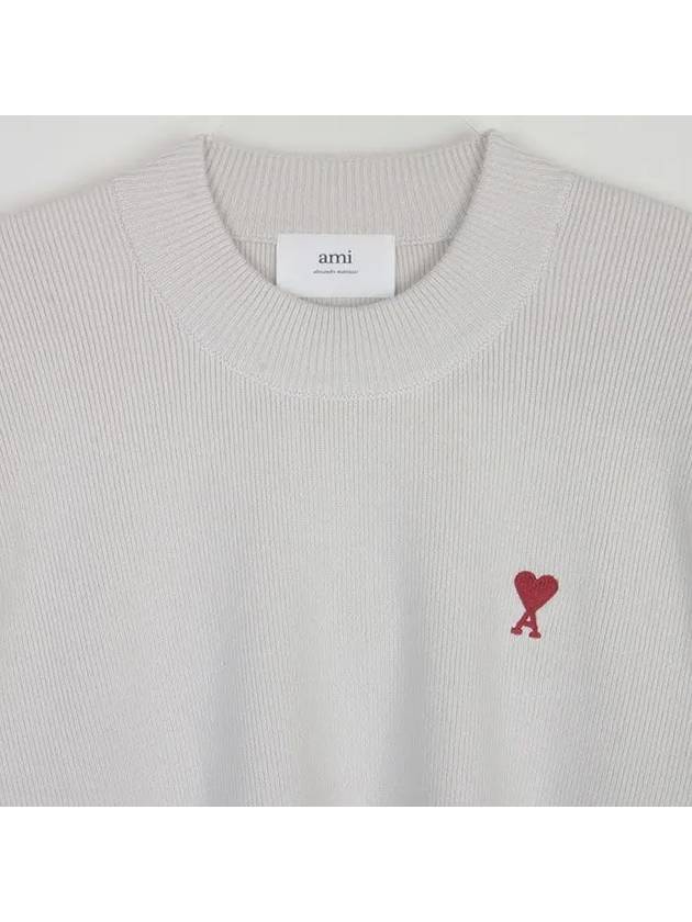 De Coeur Small Heart Logo Knit Top Light Grey - AMI - BALAAN 6