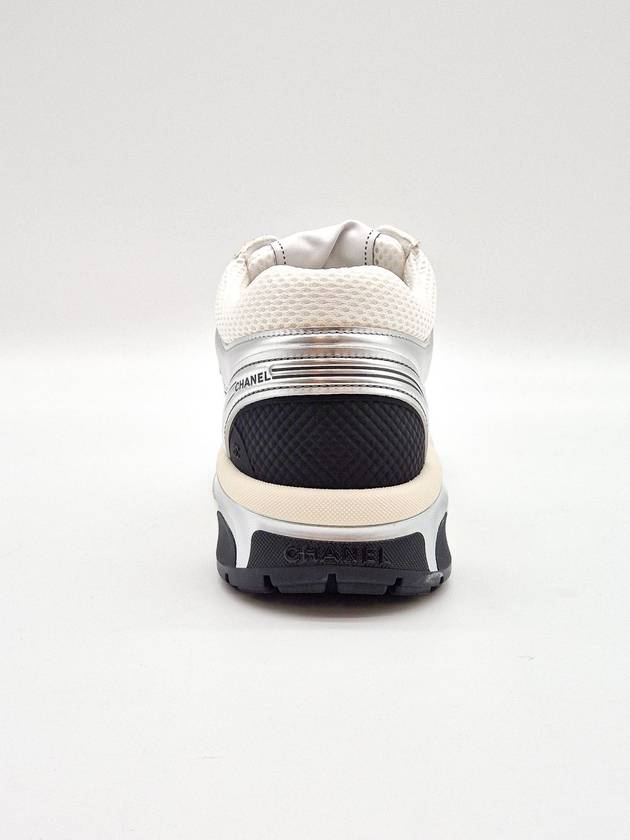 Fabric Laminated Low Top Sneakers Silver - CHANEL - BALAAN 8