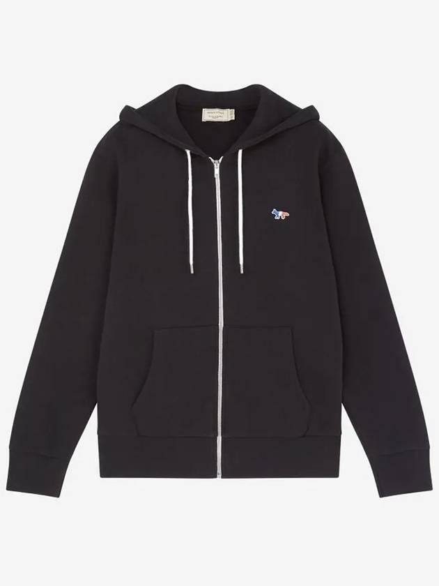 Tricolor Fox Patch Zip Up Hoodie Black - MAISON KITSUNE - BALAAN 2