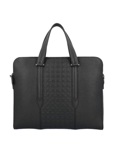 Gancini Leather Brief Case Black - SALVATORE FERRAGAMO - BALAAN 1