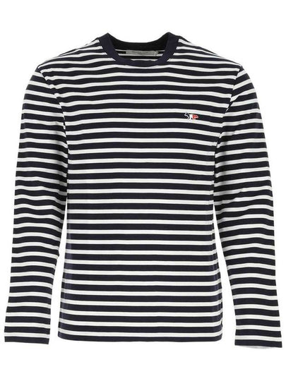 Fox Logo Stripe Long Sleeve T-Shirt Navy - MAISON KITSUNE - BALAAN 2