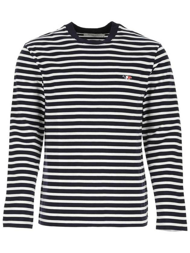 Fox Logo Stripe Long Sleeve T-Shirt Navy - MAISON KITSUNE - BALAAN 2