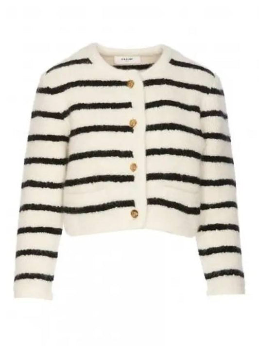 Stripe Cropped Cardigan Black Ecru - CELINE - BALAAN 2