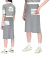 Double Face Merino 4 Bar A-Line Skirt Light Grey - THOM BROWNE - BALAAN.