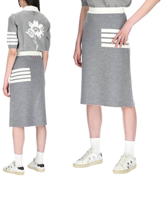 Double Face Merino 4 Bar A-Line Skirt Light Grey - THOM BROWNE - BALAAN.