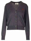 Heart Logo Wool Cardigan Heather Grey - AMI - BALAAN 2