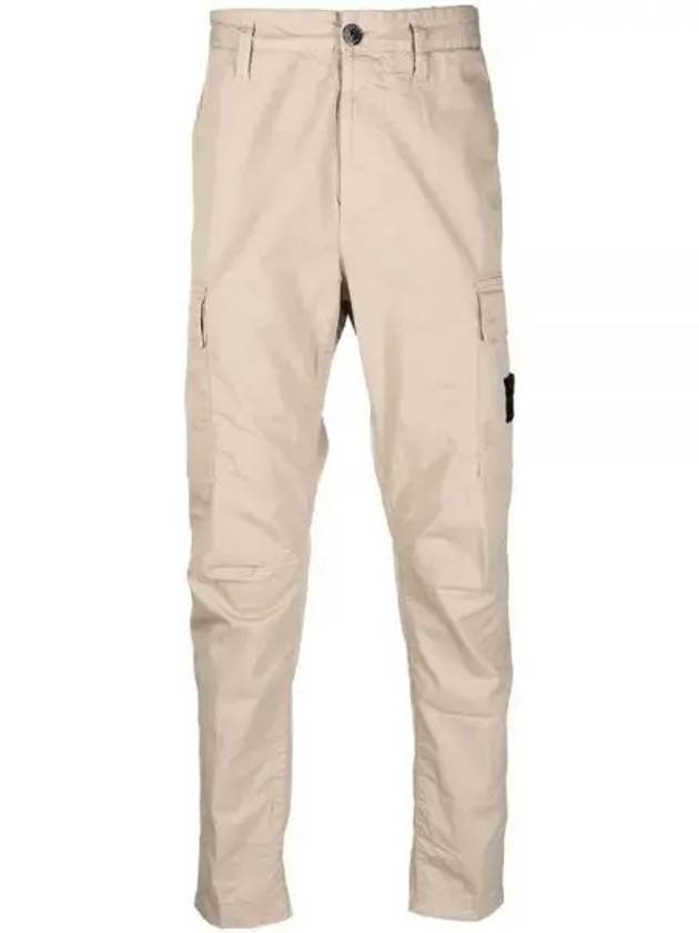 Stretch Cotton Gabardine Garment Dyed Cargo Straight Pants Beige - STONE ISLAND - BALAAN 2