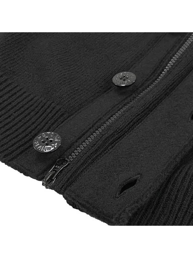 Wappen High Neck Button Up Wool Cardigan Black - STONE ISLAND - BALAAN 10