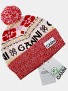 logo graphic intarsia knit beanie red - GANNI - BALAAN.