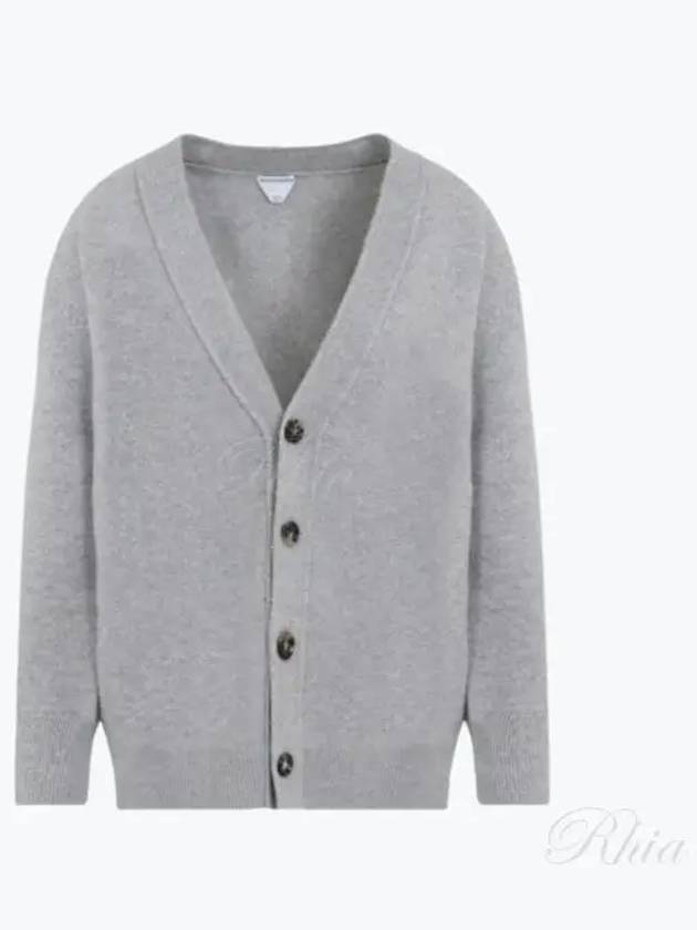 Intrecciato Leather Patch Cardigan Light Grey Melange - BOTTEGA VENETA - BALAAN 2