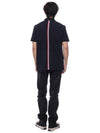 Men's Cotton Pique Center Bag Striped Short Sleeve Polo Shirt  Navy - THOM BROWNE - BALAAN 6