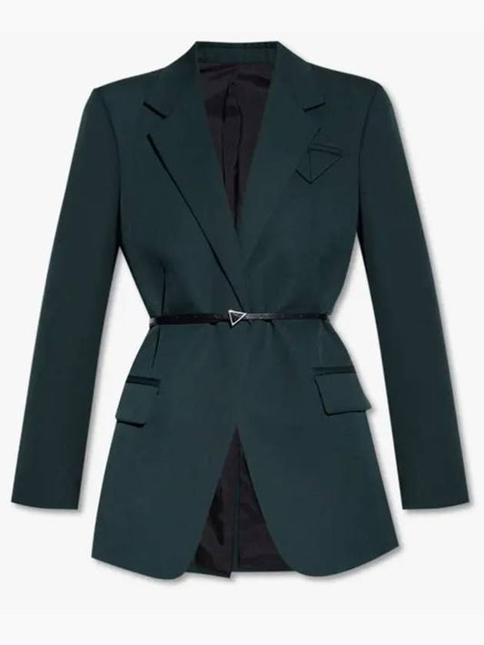 Belted Wool Blazer Jacket Green - BOTTEGA VENETA - BALAAN 2