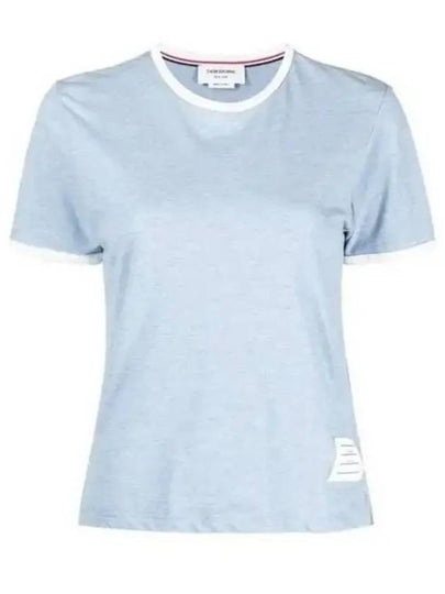 Women's Melange Jersey Ringer Short Sleeve T-Shirt Light Blue - THOM BROWNE - BALAAN 2