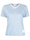 Women's Melange Jersey Ringer Short Sleeve T-Shirt Light Blue - THOM BROWNE - BALAAN 2