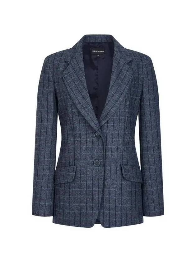 Women s Check Pattern Wool Blend Jacket Charcoal 271082 - EMPORIO ARMANI - BALAAN 1