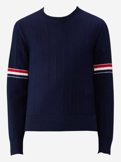 Wool Relaxed Pullover Knit Top Navy - THOM BROWNE - BALAAN 2