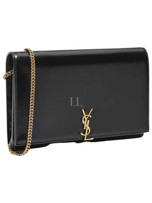 Monogram Chain Glossy Leather Shoulder Bag Black - SAINT LAURENT - BALAAN 2