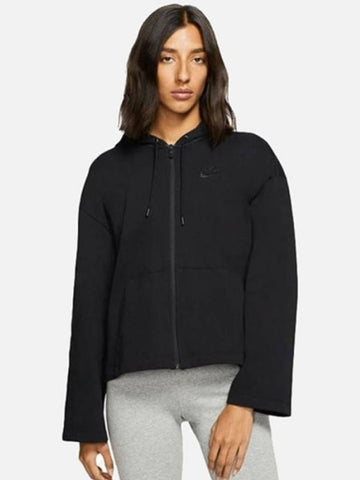 01DN4944010Women’sFrench Terry Hooded Zip JacketBlack - NIKE - BALAAN 1