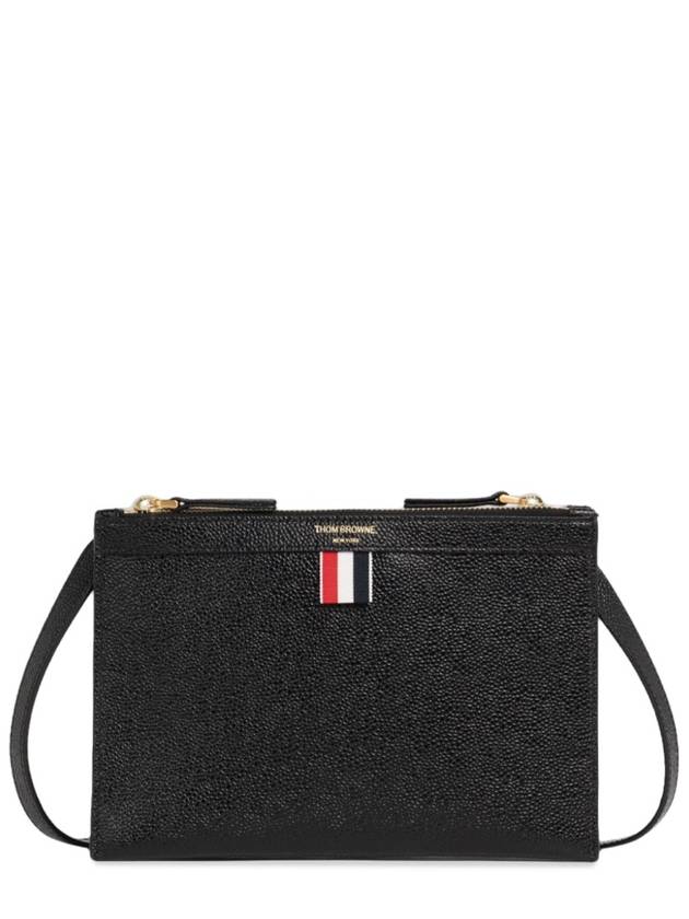 Logo 4 Bar Leather Clutch Bag Black - THOM BROWNE - BALAAN 4