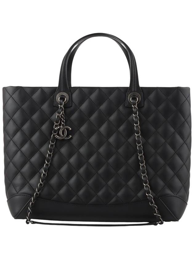 Calfskin quilted silver logo easy shopper bag 33564Y 2 - CHANEL - BALAAN 1