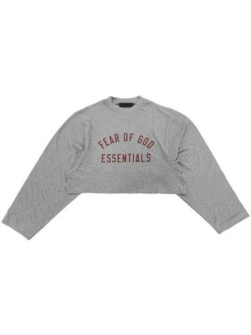 Cropped Long Sleeve T-Shirt Dark Heathe - FEAR OF GOD - BALAAN 1