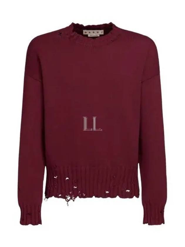 Embroided Logo Distressed Knit Top Red - MARNI - BALAAN 2