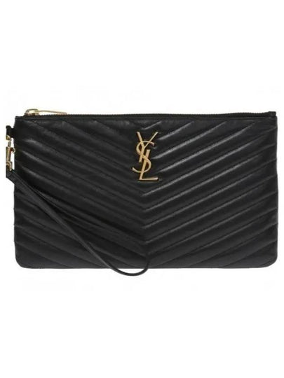 Matelasse Monogram Logo Strap Clutch Bag Black - SAINT LAURENT - BALAAN 2