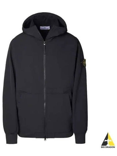 Men's Wappen Patch Softshell Zip Up Hoodie Black - STONE ISLAND - BALAAN 2