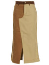 Women's Contrast Color Cotton H-Line Skirt Brown - MARNI - BALAAN 1