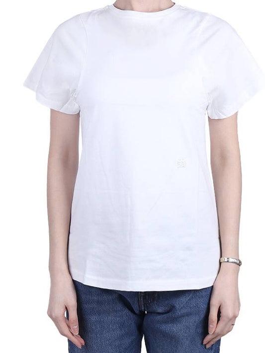 Logo Embroidered Cotton Short Sleeve T-Shirt White - TOTEME - BALAAN.