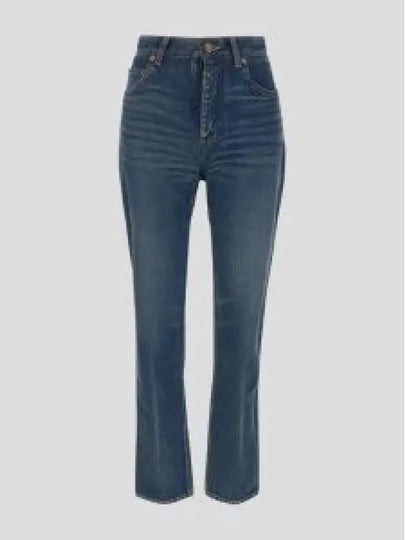 Cindy Mid Rise Denim Jeans Dark Beach Blue - SAINT LAURENT - BALAAN 2