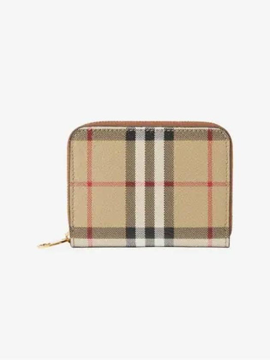 Check Leather Coin Wallet Beige - BURBERRY - BALAAN 2