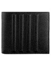 Pebble Grain Leather Debossed 4 Bar Billfold Half Wallet Black - THOM BROWNE - BALAAN 1