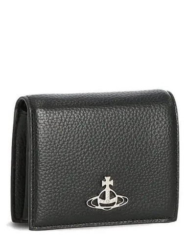 ORB Logo Vegan Grain Half Wallet Black - VIVIENNE WESTWOOD - BALAAN 1