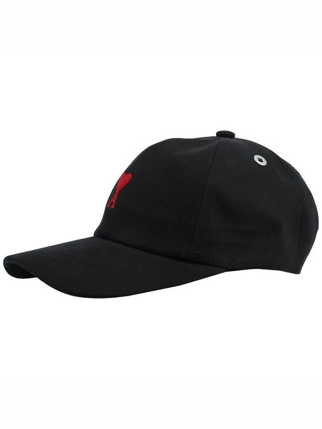 Embroidered Heart Logo Ball Cap Black - AMI - BALAAN 4