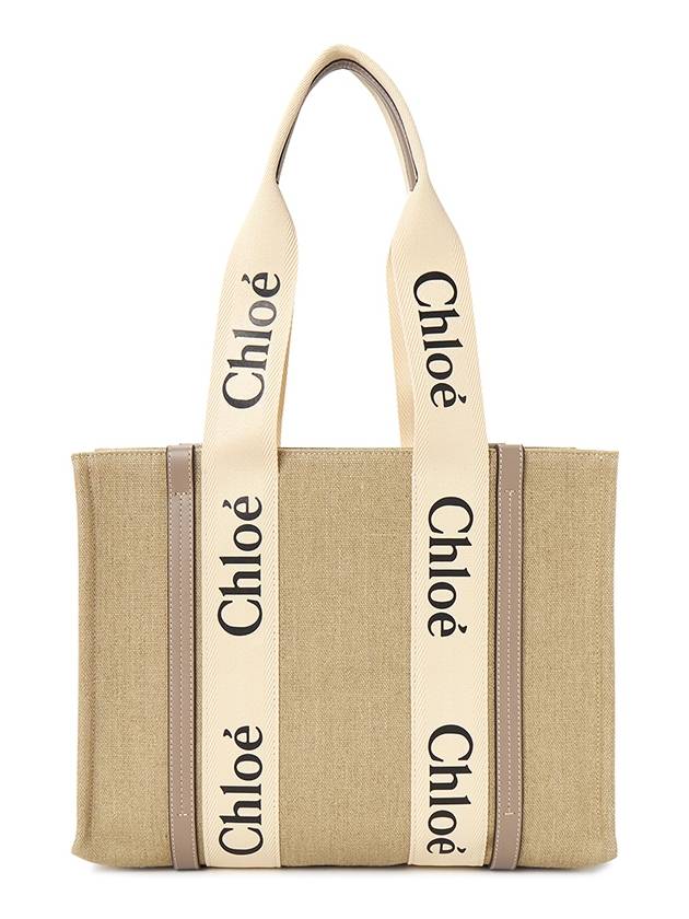 Woody Canvas Medium Tote Bag Grey - CHLOE - BALAAN 4