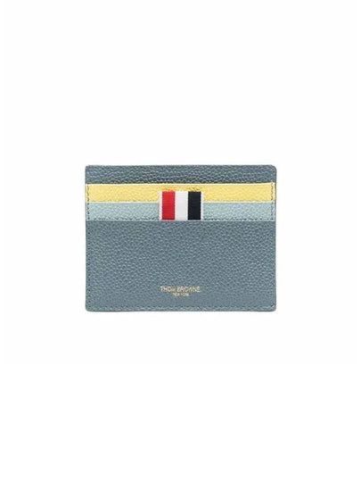 Pebble Grain Leather Card Wallet Blue - THOM BROWNE - BALAAN 2