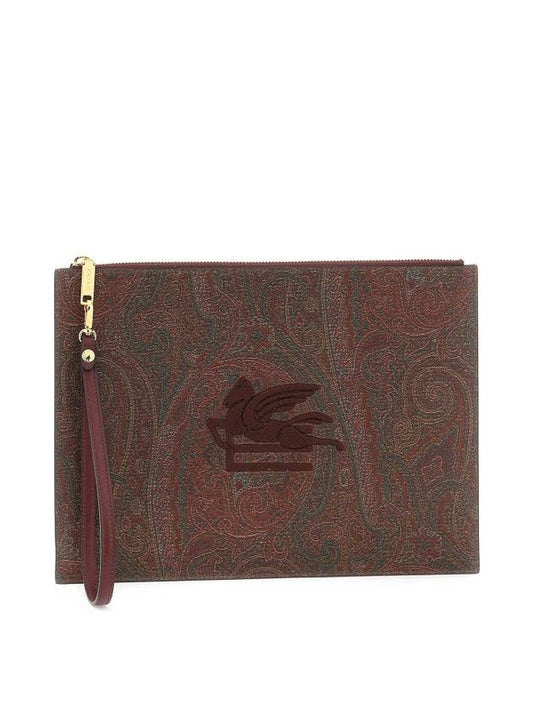 Paisley Embroidered Clutch Bag Brown - ETRO - BALAAN 1