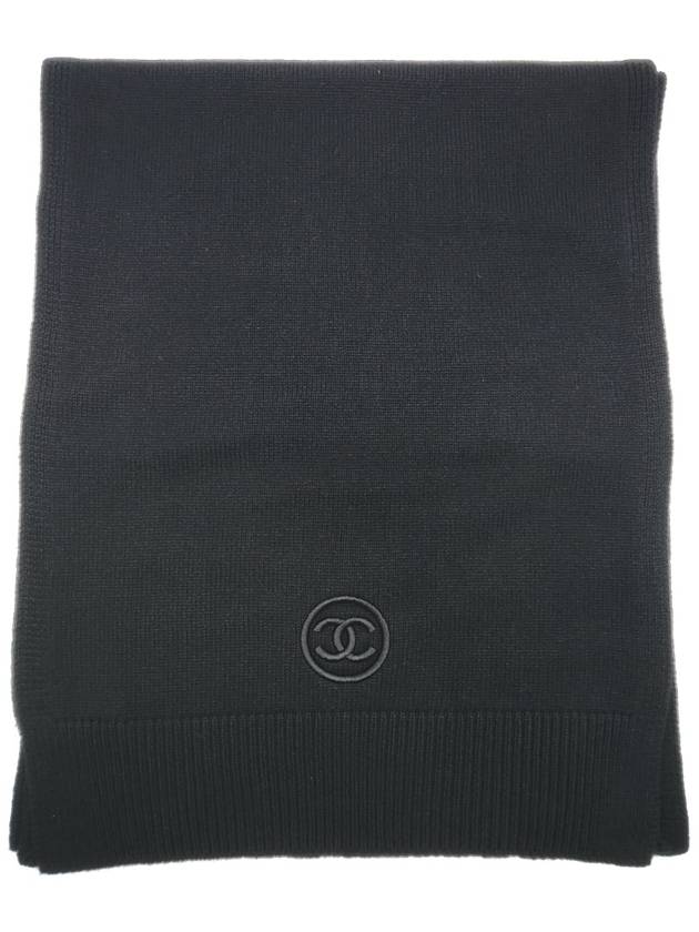 CC logo cashmere black muffler AAA558 - CHANEL - BALAAN 2